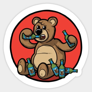 Beer Bottle Bear Sticker